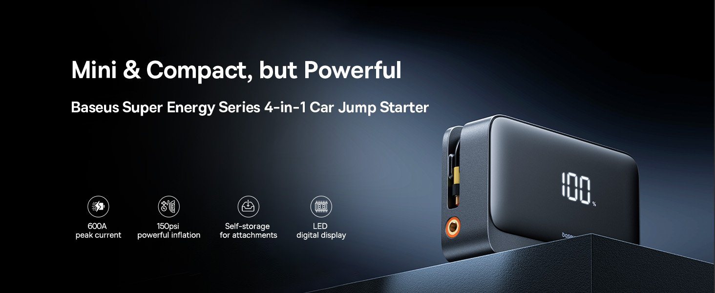 Baseus 4-in-1 Car Jump Starter & Tire Inflator