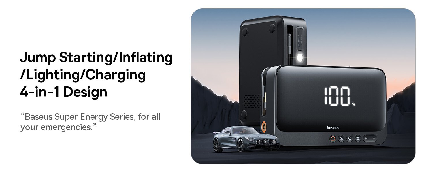 Baseus 4-in-1 Car Jump Starter & Tire Inflator