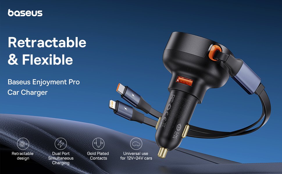 Baseus Enjoyment Pro Car Charger (USB-C & Lightning)