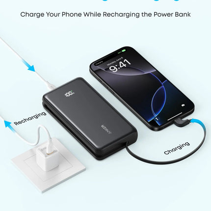 Anker Zolo Power Bank 20000mAh 22.5W with Built-in USB-C Cable