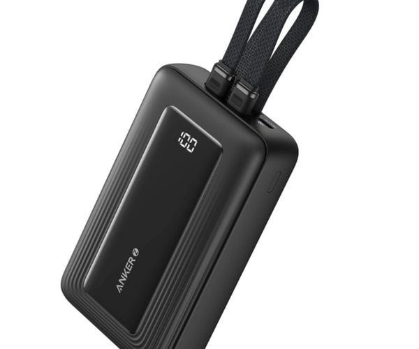 باور بانك Anker Zolo بسعة 20,000 mAh مع شحن سريع 30W وكابلات USB-C و Lightning مدمجة