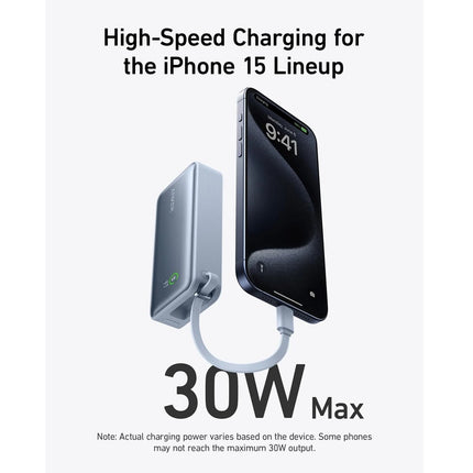 بنك طاقة انكر نانو 10000 مللي أمبير 30 واط مع كابل USB-C مدمج