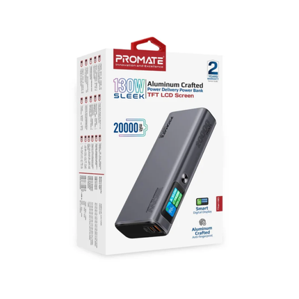 Promate Titan-130 Power Bank 130W PD 20000mAh with LCD Screen
