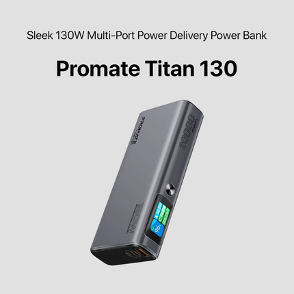 Promate Titan-130 Power Bank 130W PD 20000mAh with LCD Screen