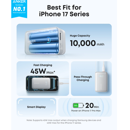 Anker Nano Power Bank 10000mAh 45W with Built-in USB-C Cable