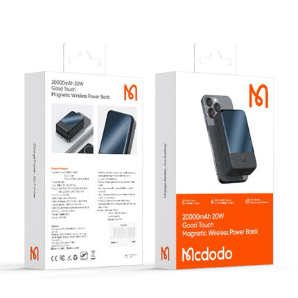 باور بانك Mcdodo 20 واط 1C مغناطيسي لاسلكي 20000 مللي أمبير أسود MC-5021