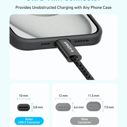 كابل أنكر زولو USB-C إلى USB-C 240 واط مضفر 1.8 متر