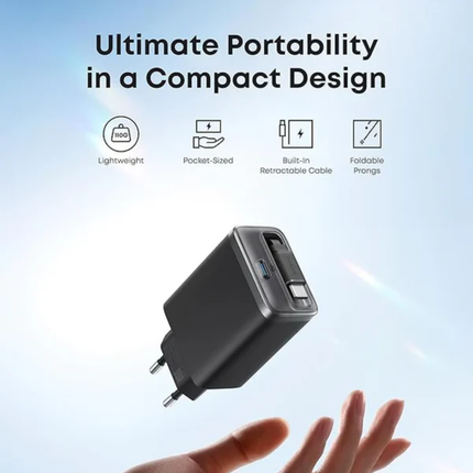 Anker Nano Charger with Built-in Retractable USB-C Cable Dual Port Fast Charger