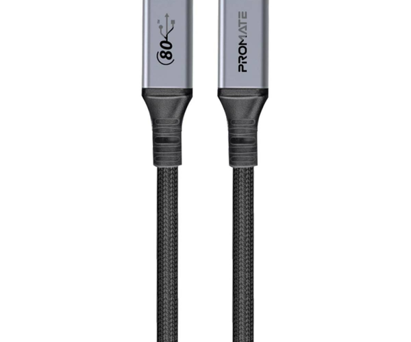 Promate PowerBolt5-80G USB4 Cable 80Gbps 240W Thunderbolt 5 Compatible 1.2M