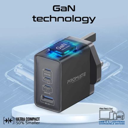 شاحن جداري Promate GanPort4-67PD بقوة 67 واط