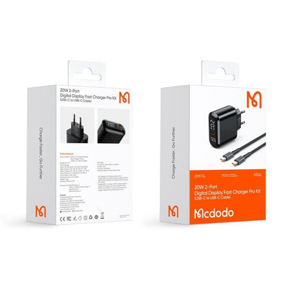 Mcdodo Digital Display USB-C to USB-C 60W PD+QC 20W Charger CH-7172