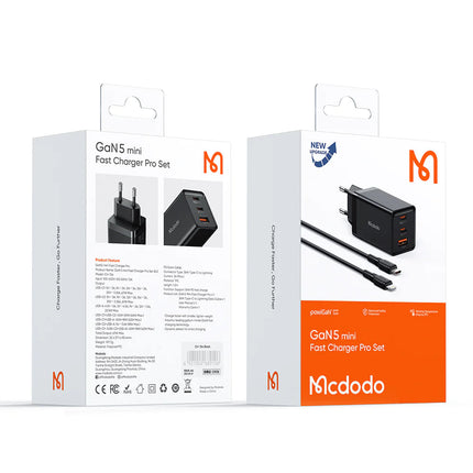 شاحن Mcdodo GaN 5 Mini Pro بقوة 67 واط مع كابل USB-C بطول 2 متر