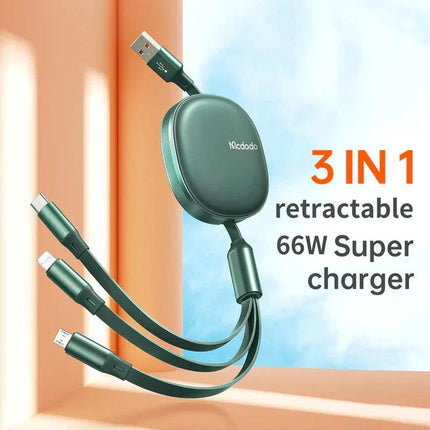 Mcdodo 3-in-1 Retractable Charging Cable 1.2m CA-7250