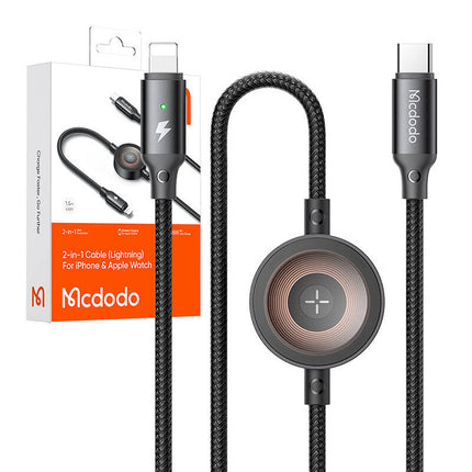 شاحن Mcdodo لاسلكي 2 في 1 USB-C إلى Lightning + Apple Watch 36 واط 1.5 متر