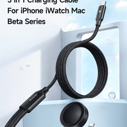 كابل شحن Mcdodo 3 في 1 USB-C إلى USB-C + Lightning + شاحن لاسلكي Apple Watch 100 واط 1.2 متر CA-4940