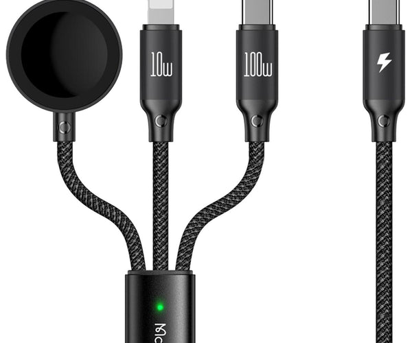كابل شحن Mcdodo 3 في 1 USB-C إلى USB-C + Lightning + شاحن لاسلكي Apple Watch 100 واط 1.2 متر CA-4940